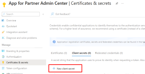 New client secret