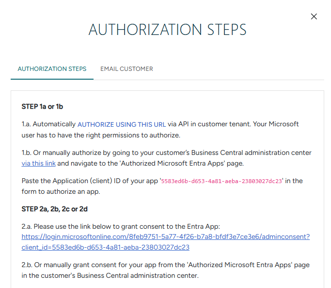 Authorization in BC Admin Center