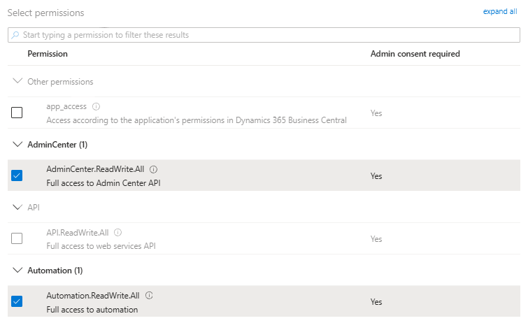 Grant permissions